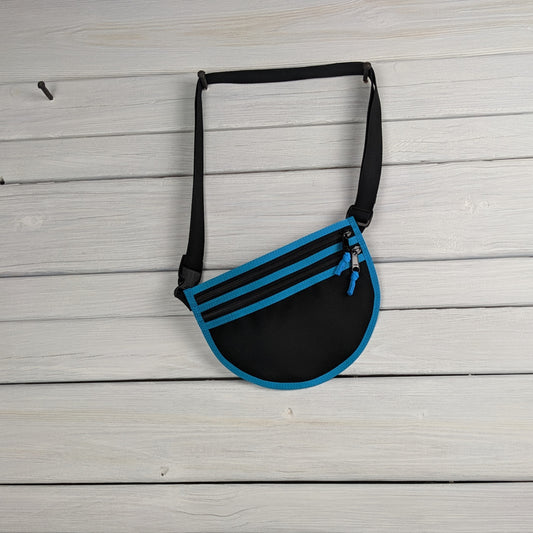 Black Cordura and Neon Blue Binding Waist/Cross Body Bag