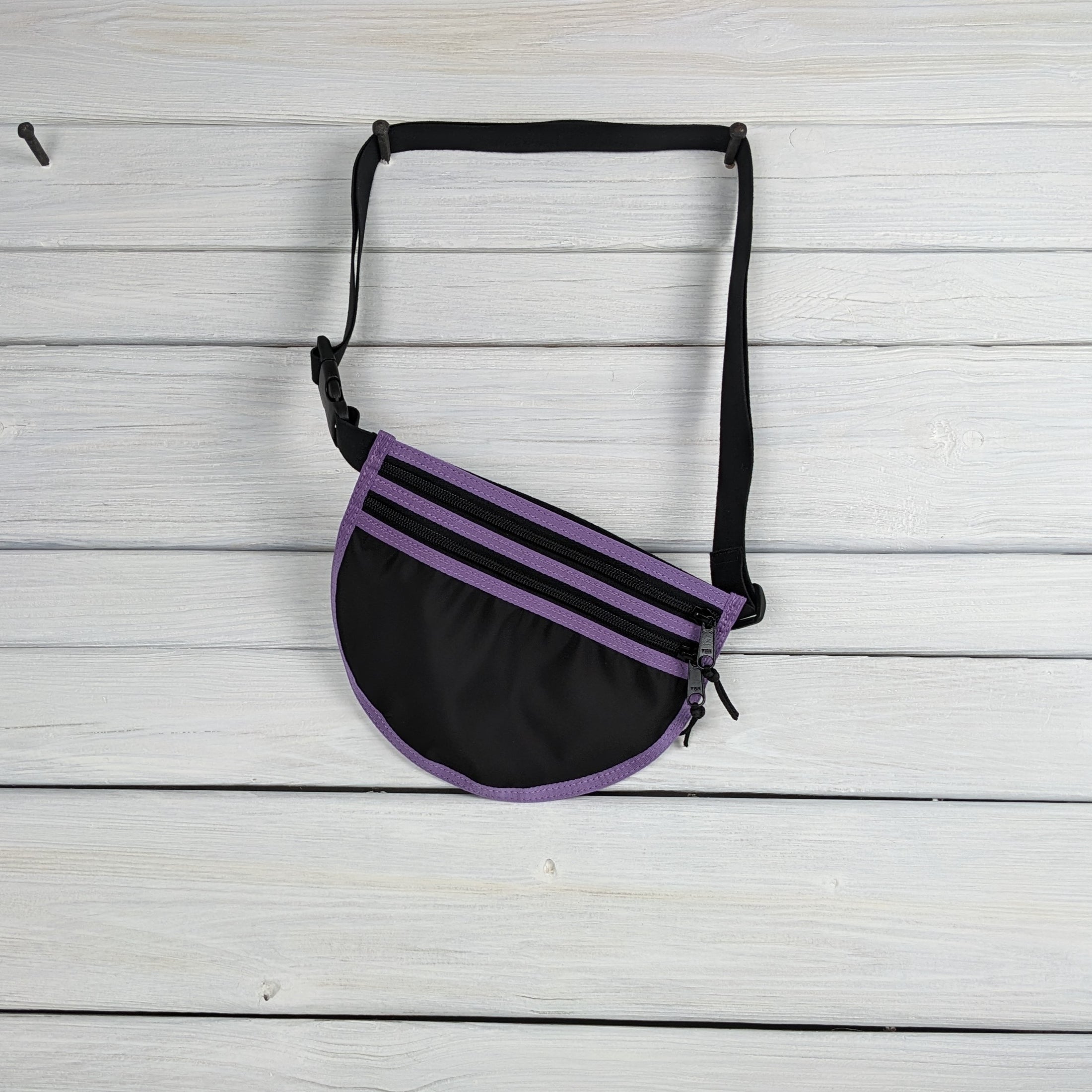Black Parapack with Lavender Purple Binding Waist/Cross Body Bag