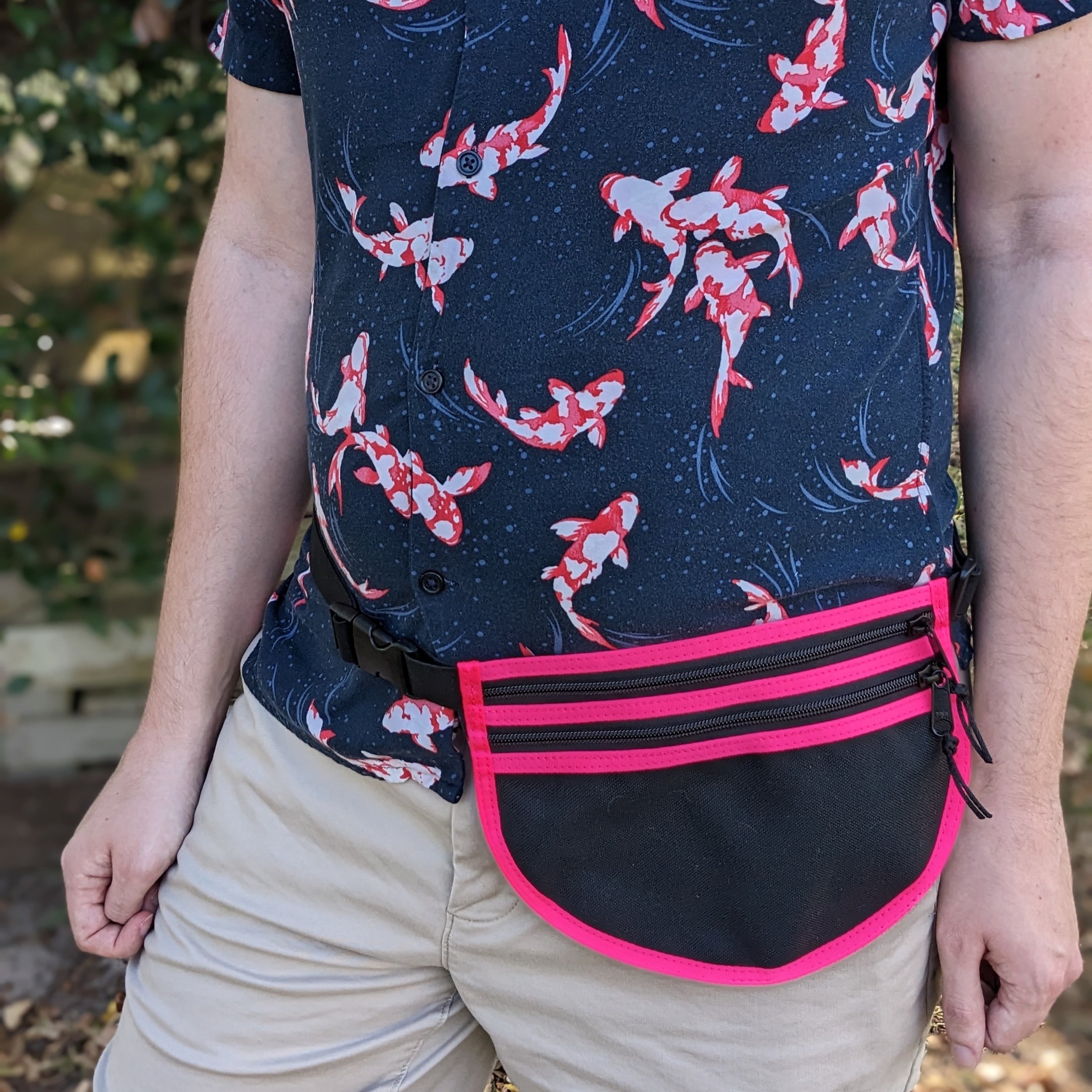 Black Cordura and Neon Pink Binding Waist/Cross Body Bag