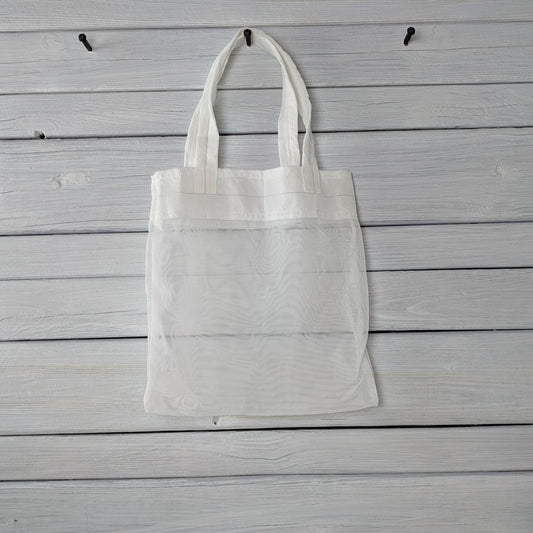 Small Grid White Mesh Tote Bag