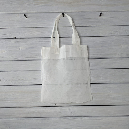 Small Grid White Mesh Tote Bag