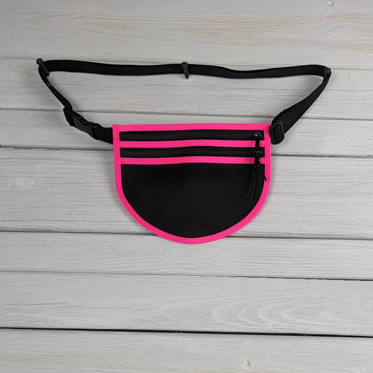 Black Cordura and Neon Pink Binding Waist/Cross Body Bag