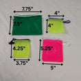 Load image into Gallery viewer, Green, Neon Yellow, Neon Pink Zipper Pouches