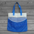 Load image into Gallery viewer, Eco Friendly Nylon Ripstop Parachute Tote Bag Marine Blue Katana Slider
