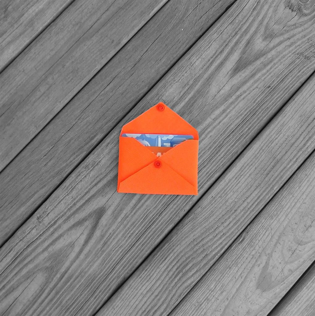 Business Card Envelope Neon Orange Cordura with Orange Snap