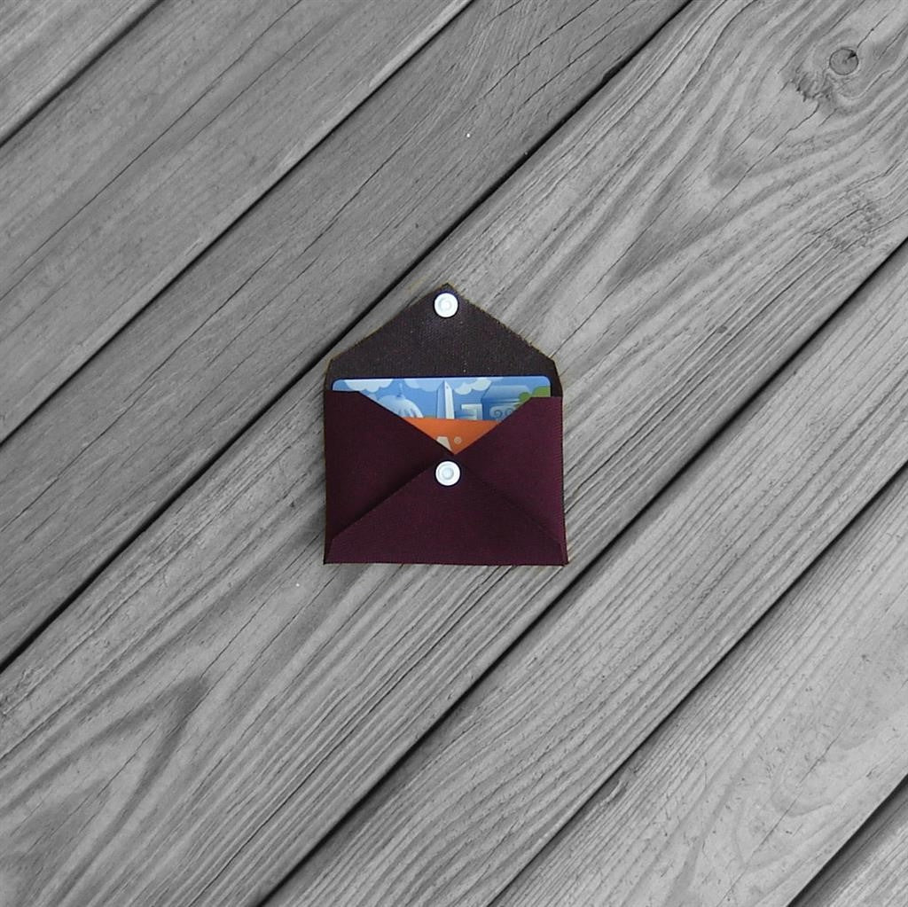 Burgundy Red Cordura Mini Wallet Card Envelopes with Plastic Snaps