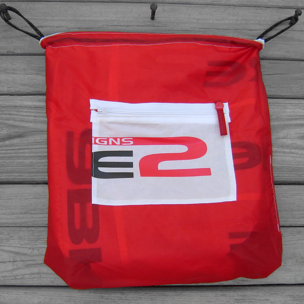 Sabre2 Parachute Logo Drawstring Backpack : Red Lining, Interior Pocket, Key Loop
