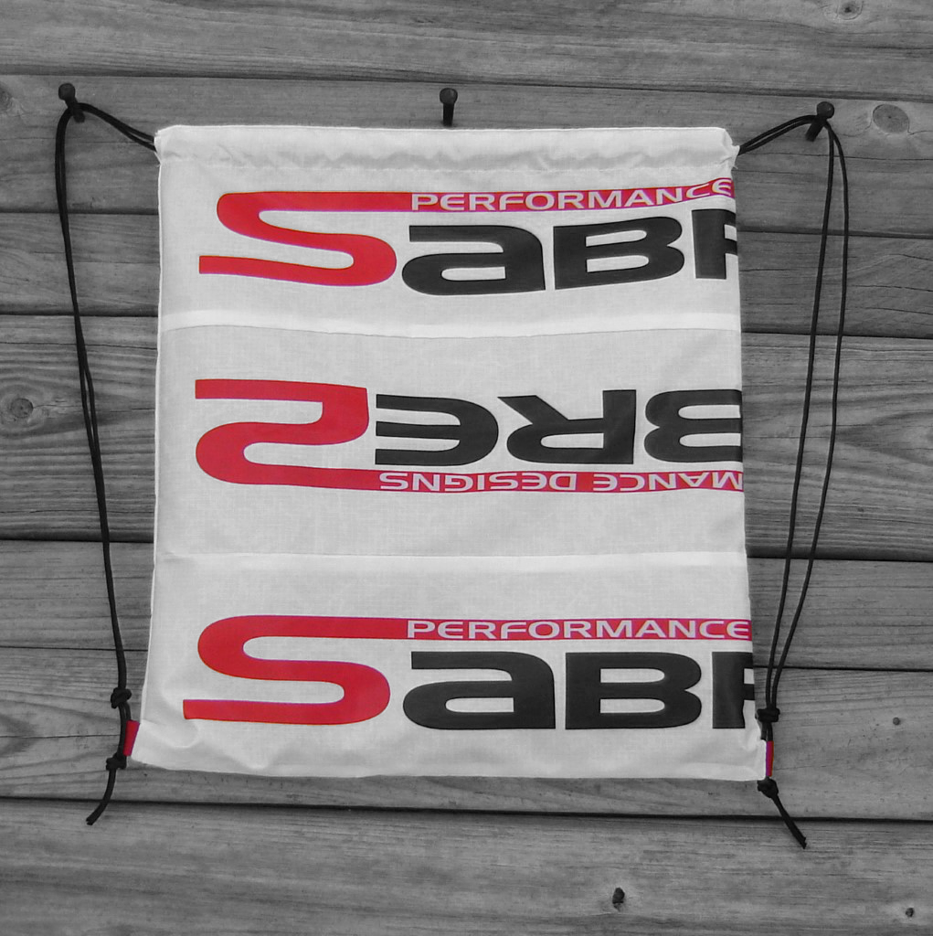 Sabre2 Parachute Logo Drawstring Backpack with Red Lining and Interior Pocket