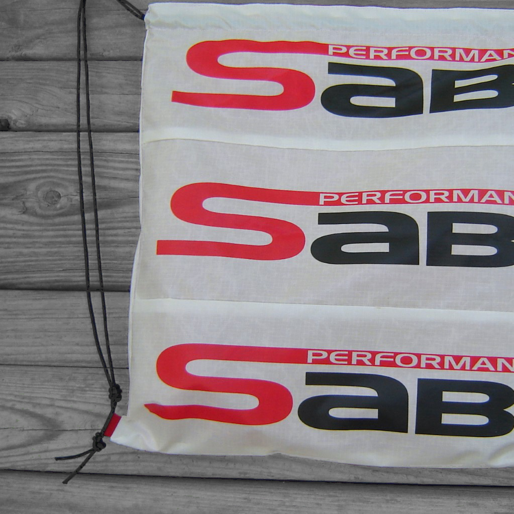 Sabre2 Parachute Logo Drawstring Backpack with Red Lining and Interior Pocket