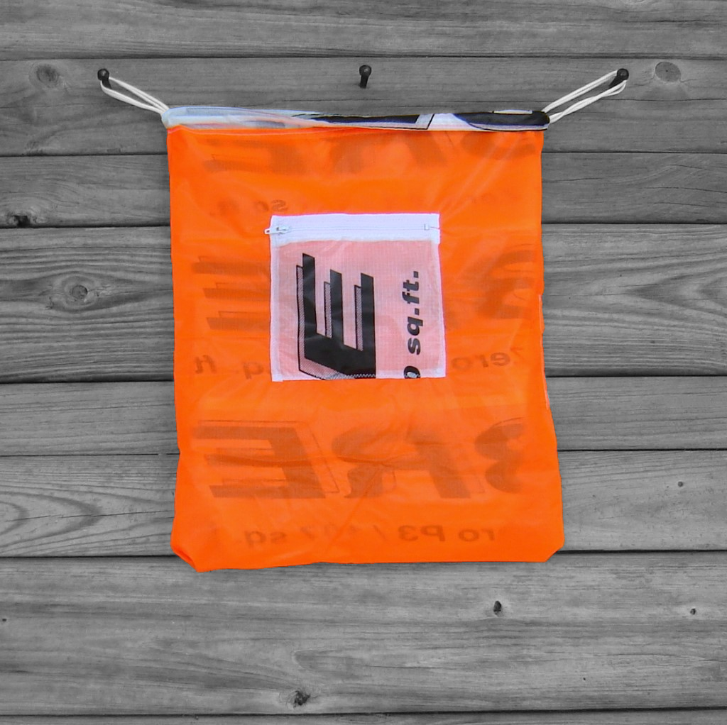 Drawstring Backpack : Sabre Parachute Logos Lined with Neon Orange