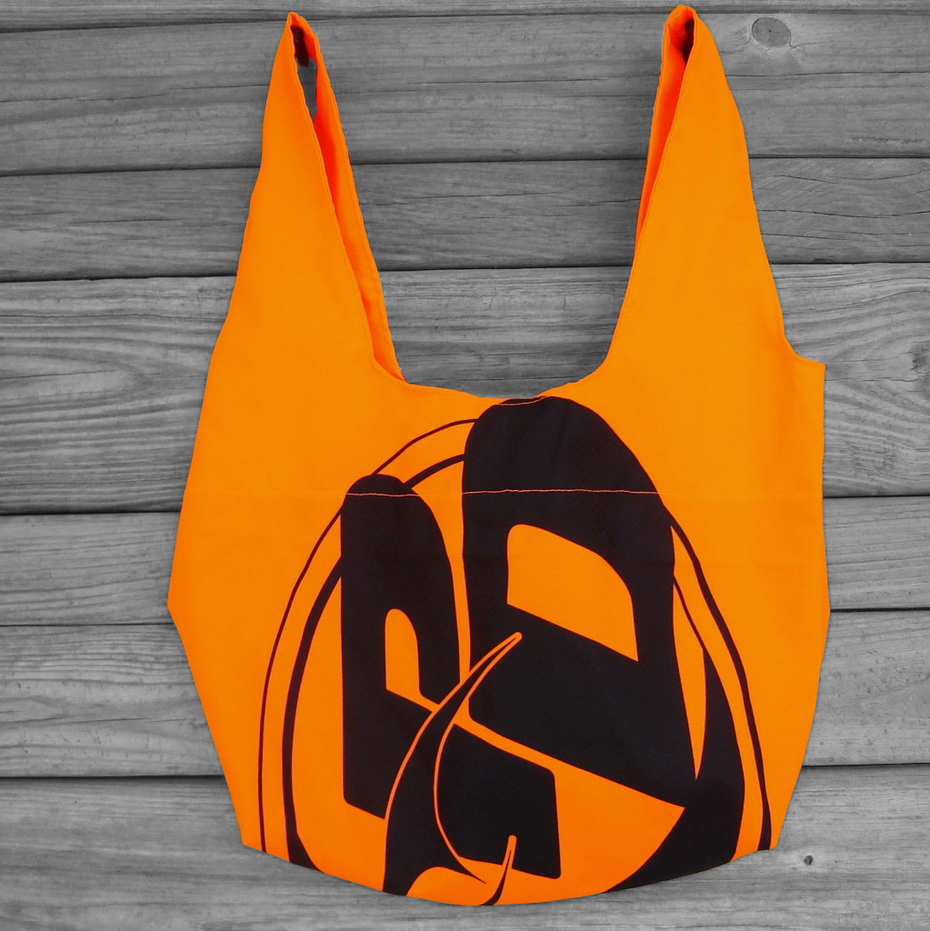 Repurposed PD Flags : Orange and Black Ripstop Reusable Market Tote Bag