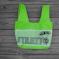 Load image into Gallery viewer, Neon Green Ripstop Market Bag with Reclaimed Stiletto Parachute Logo
