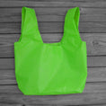 Load image into Gallery viewer, Neon Green Ripstop Market Bag with Reclaimed Stiletto Parachute Logo