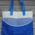Load image into Gallery viewer, blue slider tote bag