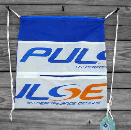 Royal Blue Zero Porosity Drawstring Backpack with Pulse Logo Exterior Pocket