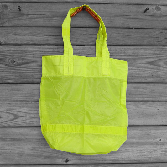 Small Tote Bag Repurposed Neon Yellow Parachute Slider