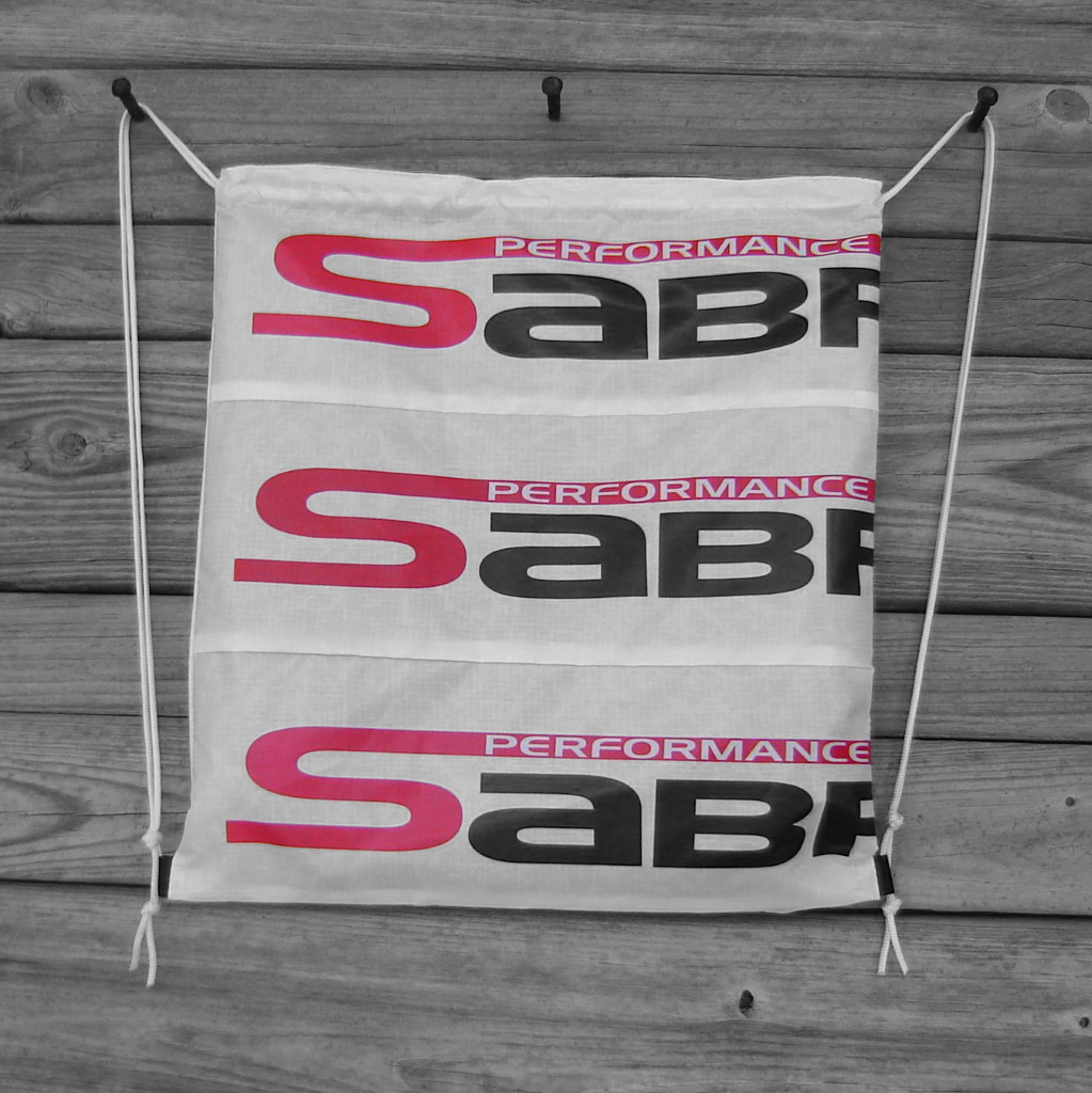 Sabre2 Parachute Logo Drawstring Backpack : Black Lining, Interior Pocket, Key Loop