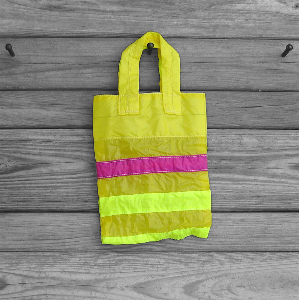 Small Yellow Gift Bag Repurposed Ripstop Nylon Parachute Slider