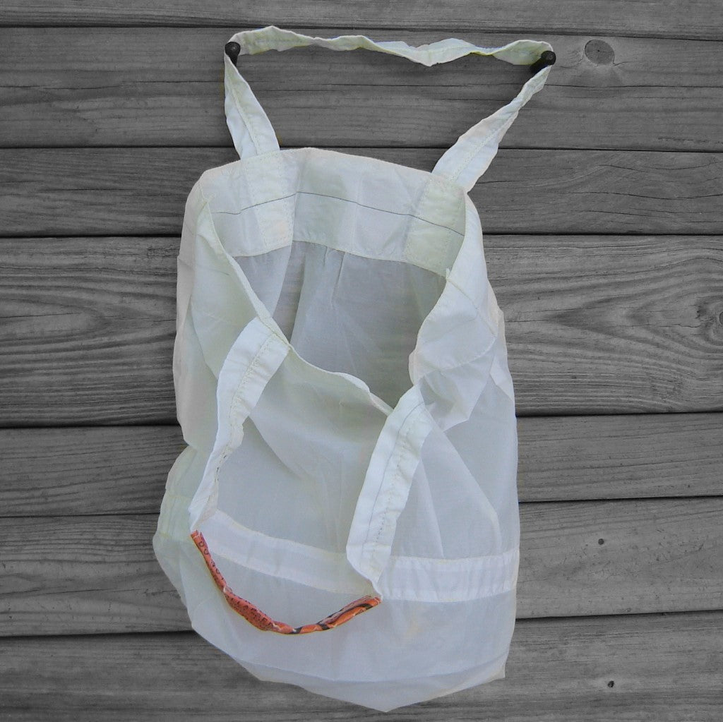 White Parachute Slider Small Market Tote Bag with Warning Label