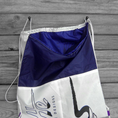 Load image into Gallery viewer, Purple Drawstring Backpack Silhouette Parachute Logos