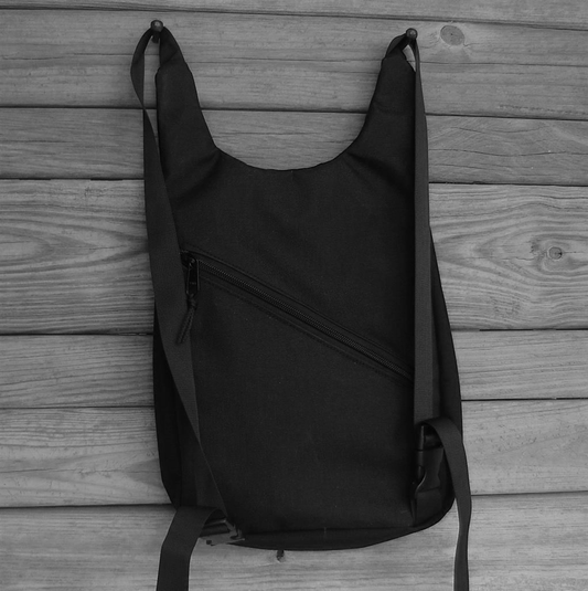 Black Cordura Nylon Backpack Warning Labels