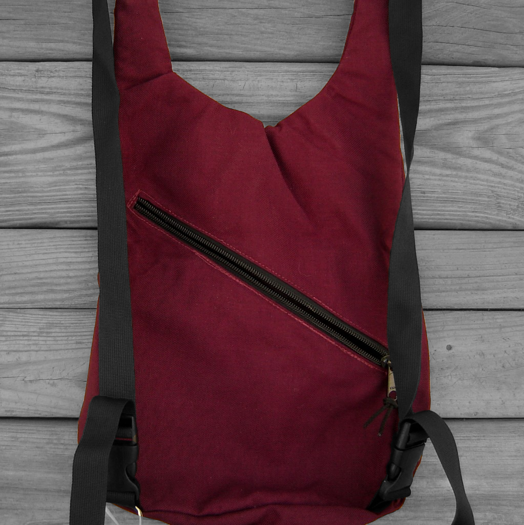 Burgundy Cordura Nylon Backpack with Partial Stiletto Parachute Logo Label