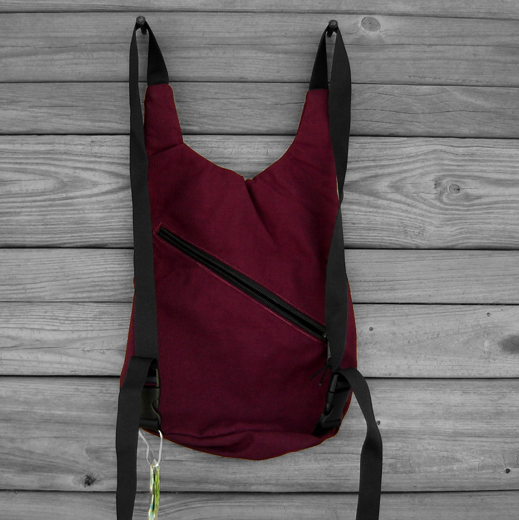 Burgundy Cordura Nylon Backpack with Partial Stiletto Parachute Logo Label