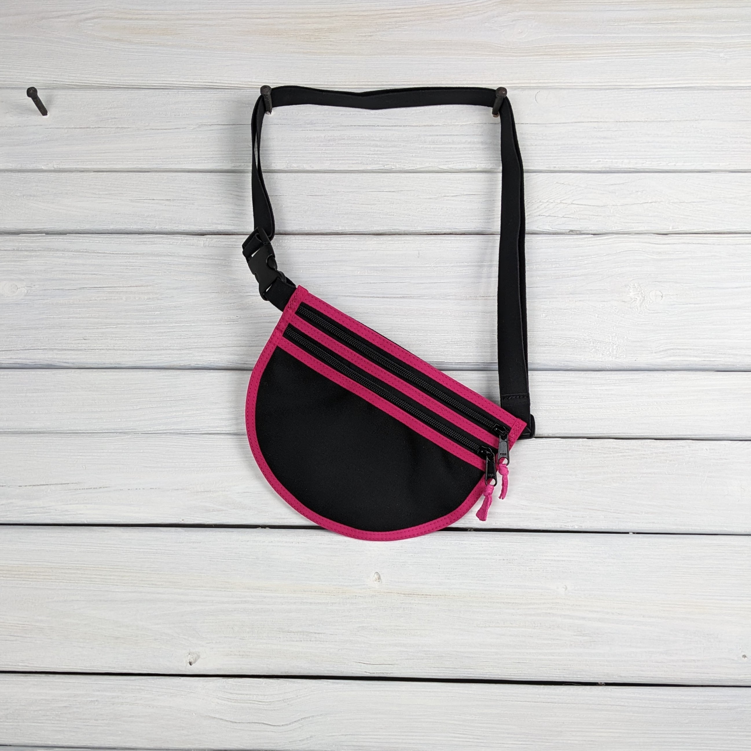 Black Cordura and Fuschia Binding Waist/Cross Body Bag