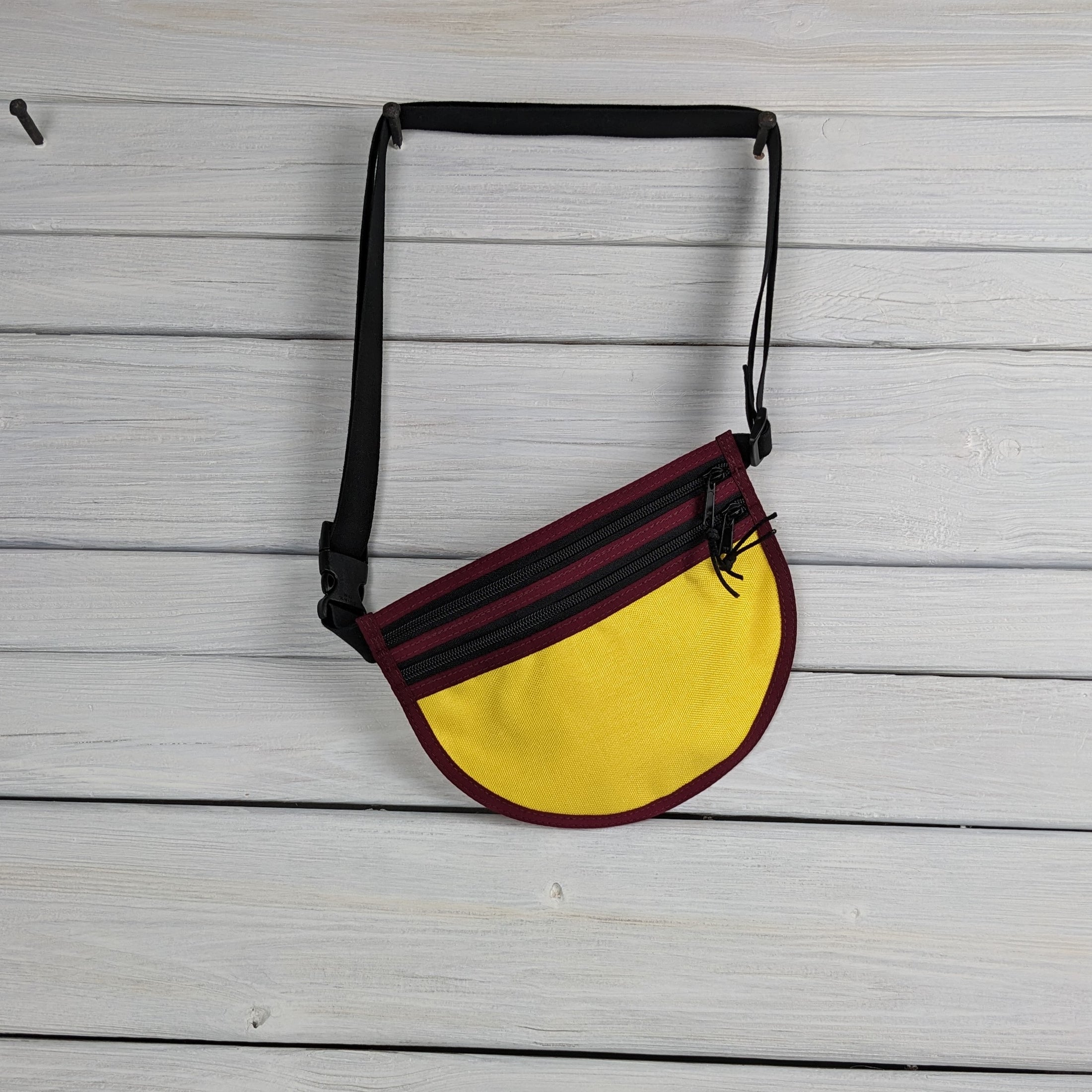 Yellow and Burgundy Waist/Cross Body Bag