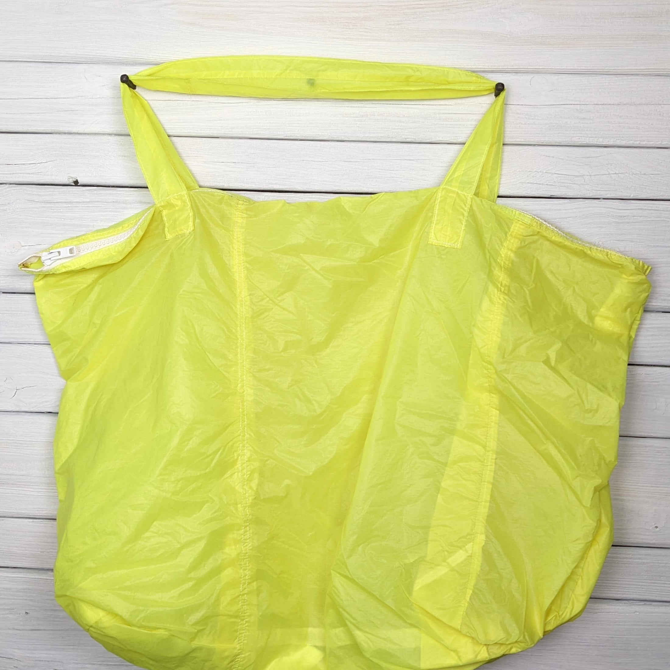 Large Zippered Neon Yellow Parachute Bag
