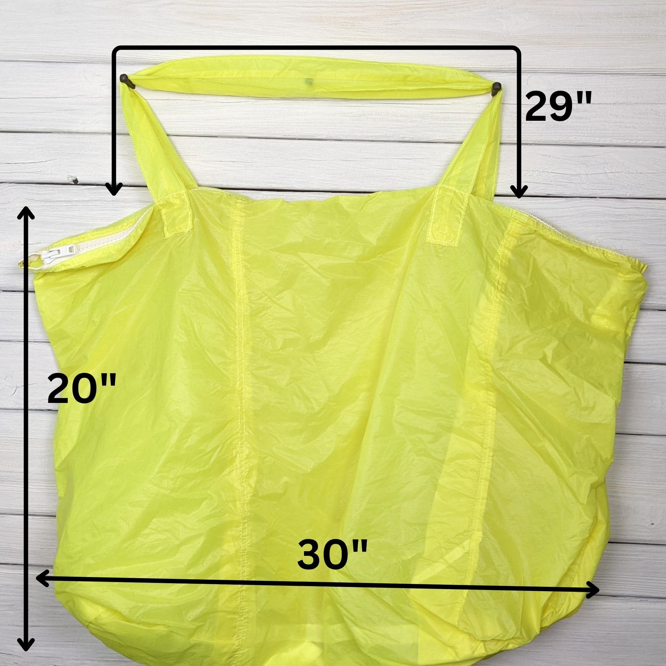 Large Zippered Neon Yellow Parachute Bag