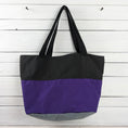 Load image into Gallery viewer, Black, Purple, and Charcoal Cordura Large Tote Bag with Black Handles
