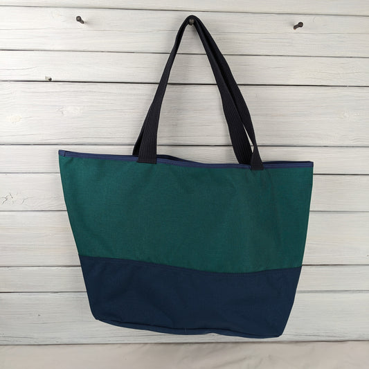 Large Teal and Navy Cordura Tote with Navy Handles