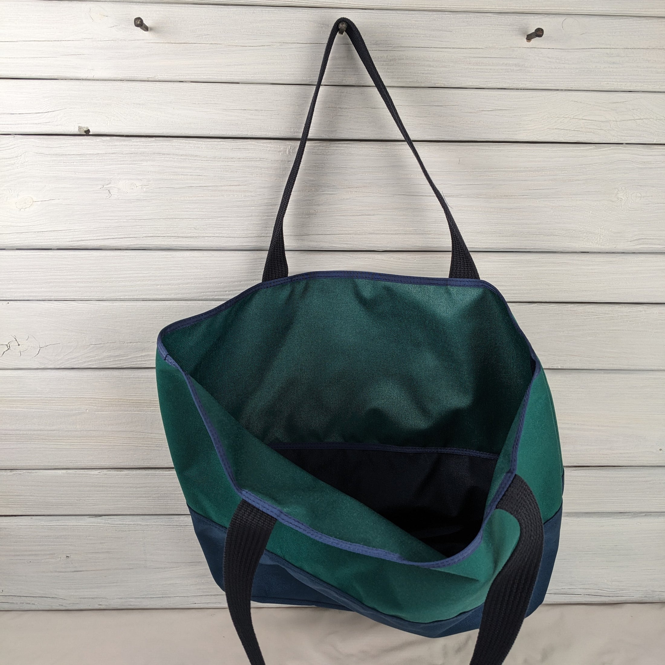 Large Teal and Navy Cordura Tote with Navy Handles
