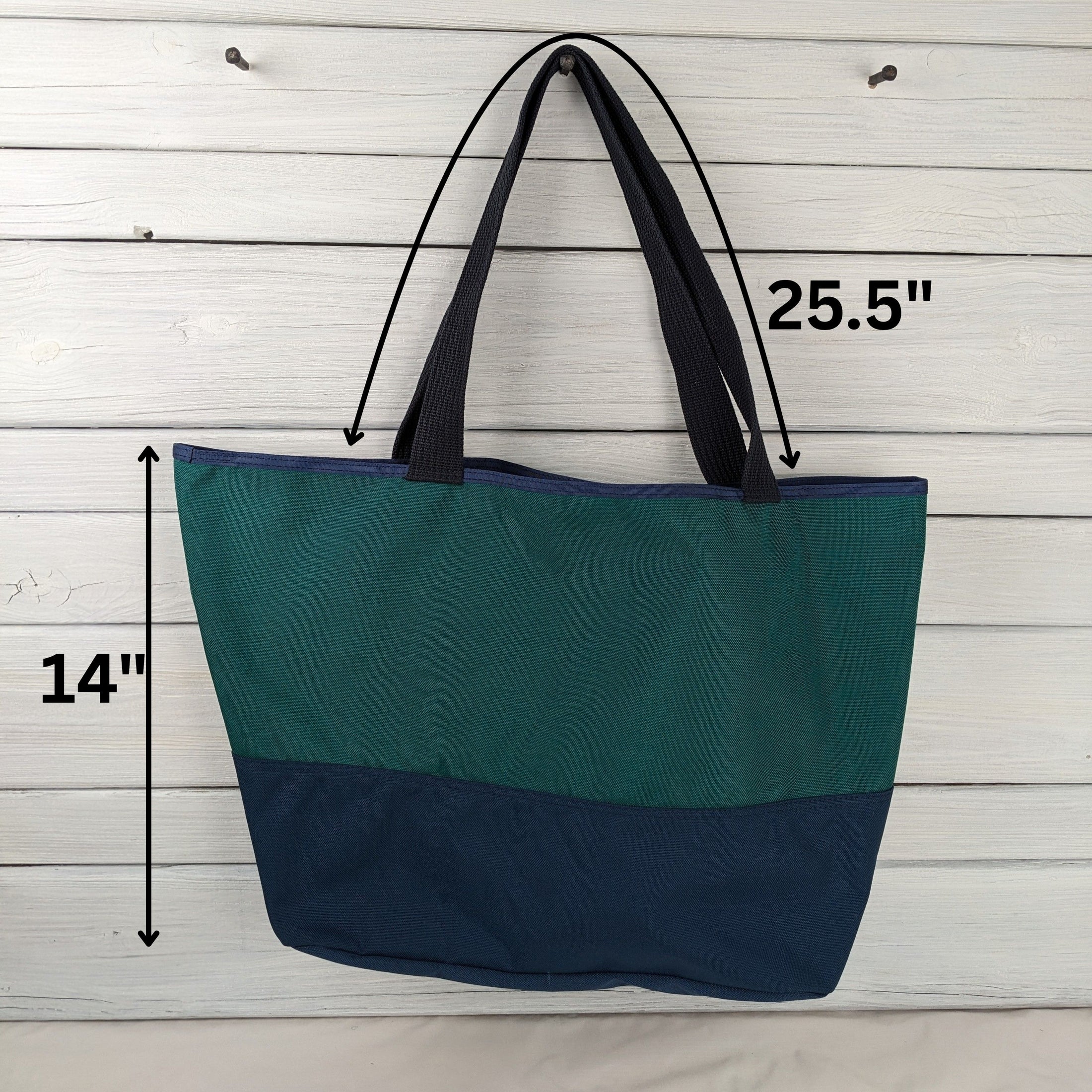 Large Teal and Navy Cordura Tote with Navy Handles