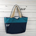Load image into Gallery viewer, Large Cordura Tote Teal and Navy with Tan Handles
