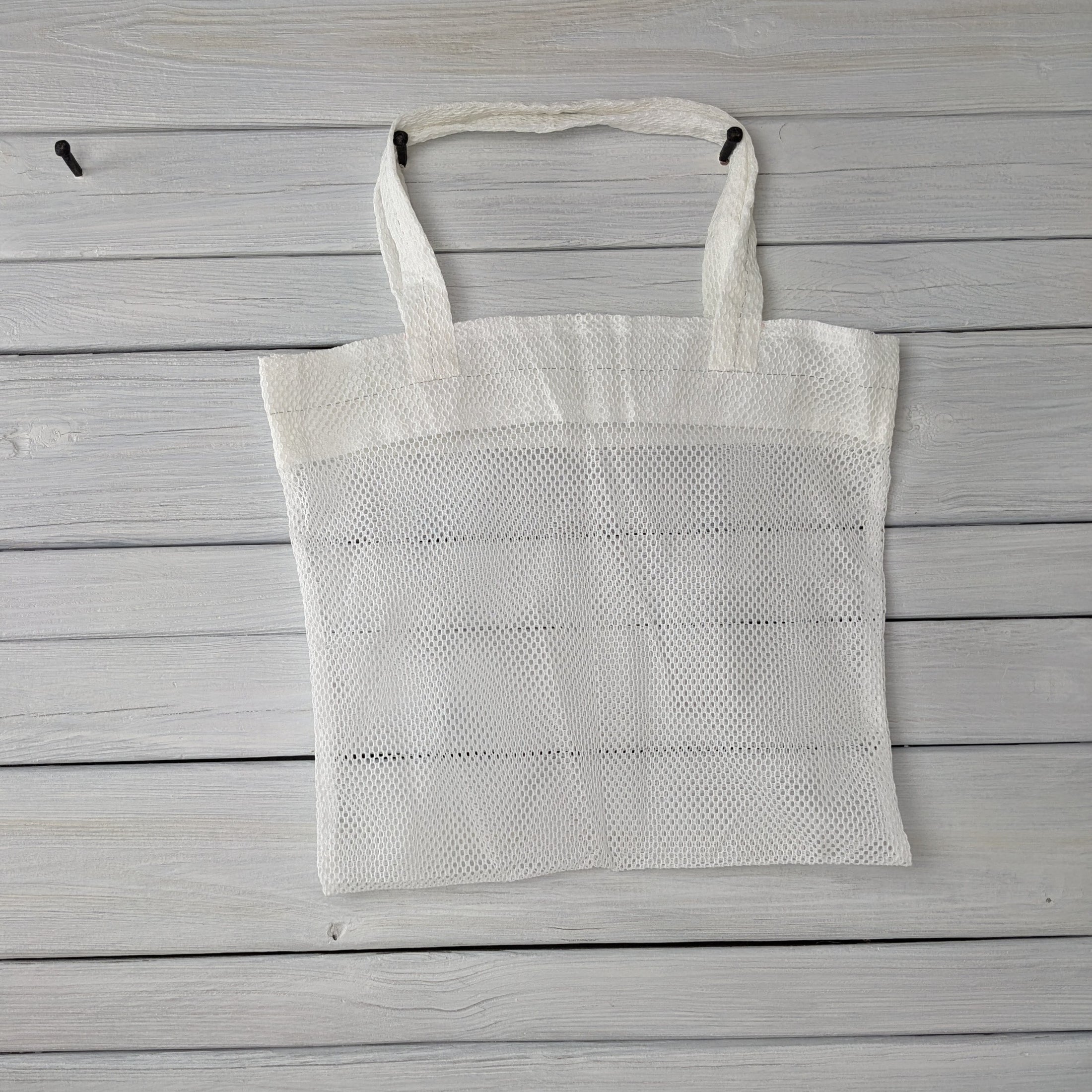 Medium White Mesh Tote Bag