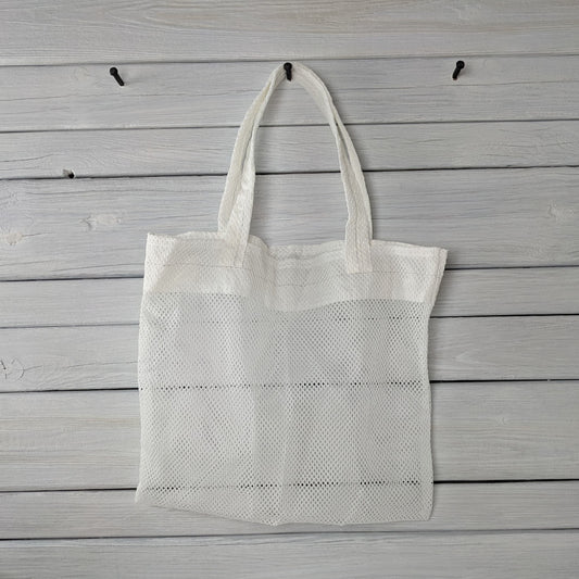 Medium White Mesh Tote Bag