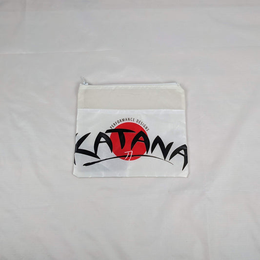 Zippered Pouch made from White Ripstop and a Katana Logo Label
