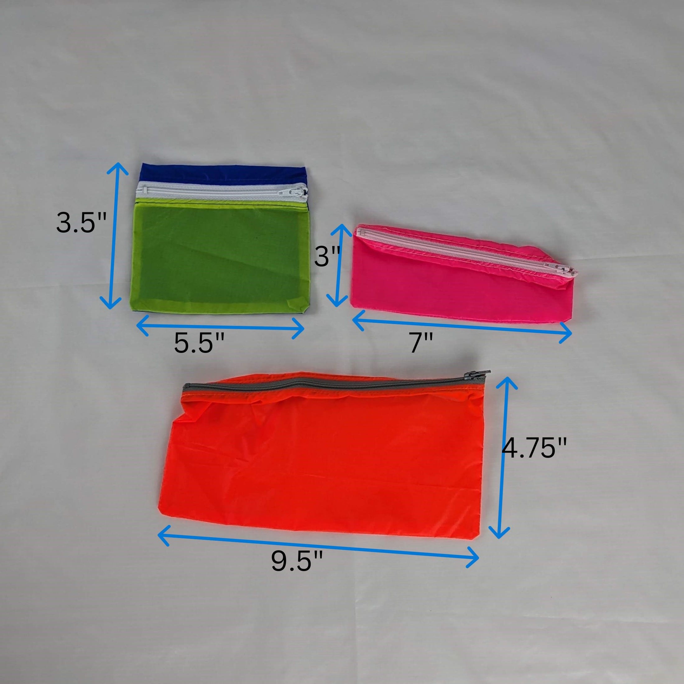 Three Water Resistant Zipper Pouches