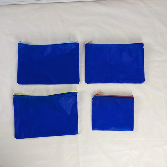 Four Water Resistant Zero Porosity Royal Blue Zipper Pouches