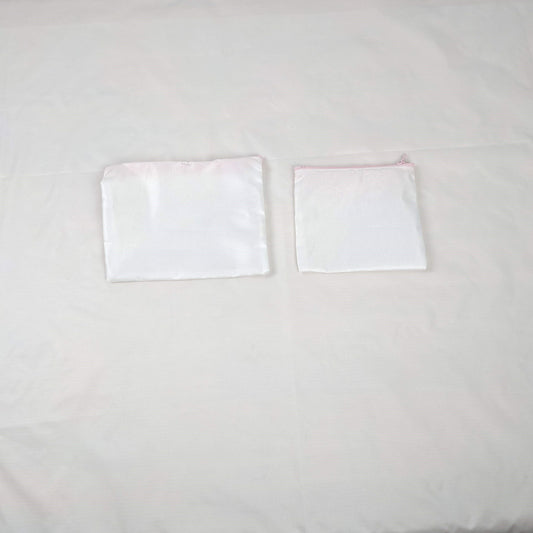 Two White Silky Ripstop Zipper Pouches