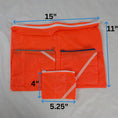 Load image into Gallery viewer, Four Repurposed Orange Zero Porosity Parachute Zipper Pouches
