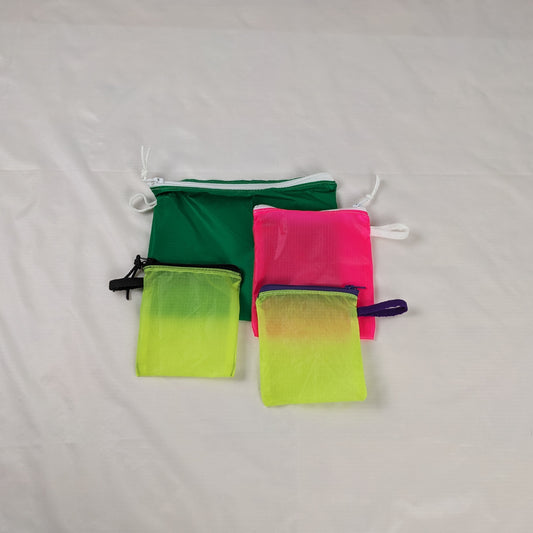 Green, Neon Yellow, Neon Pink Zipper Pouches