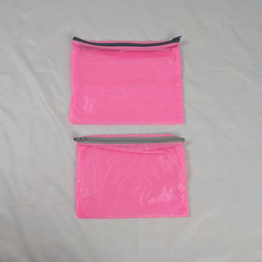 Two Silky Pink Ripstop Zipper Pouches