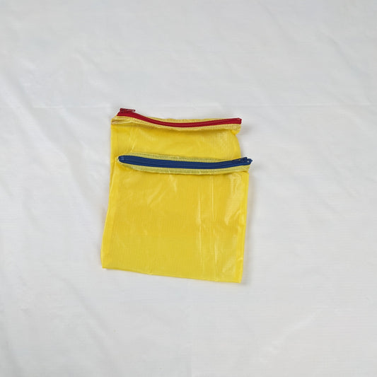 Two Silky Yellow Ripstop Zipper Pouches