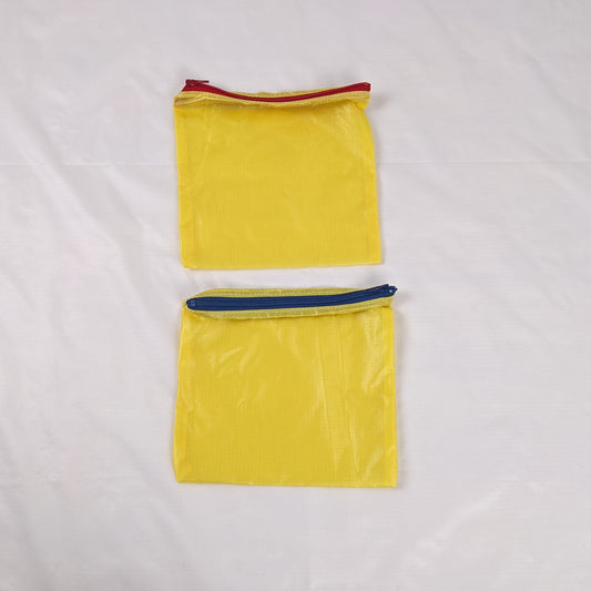 Two Silky Yellow Ripstop Zipper Pouches