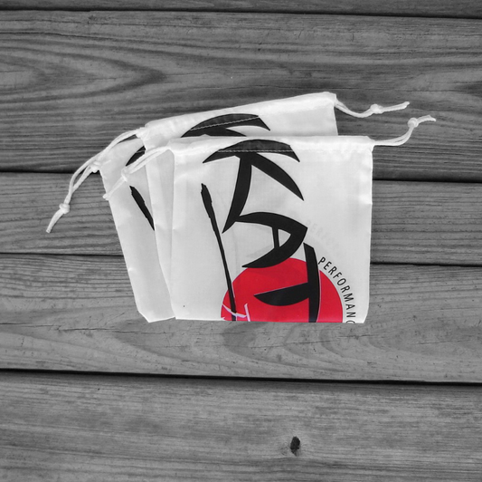 Three Medium Katana Parachute Logo Drawstring Bags White Drawstring