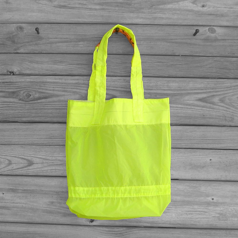 Small Tote Bag Repurposed Neon Yellow Parachute Slider Zero Porosity