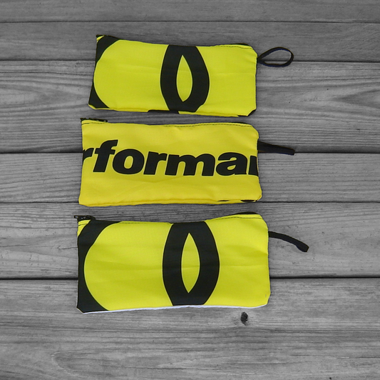 Three Zipper Pouches : Repurposed Yellow and Black Flags